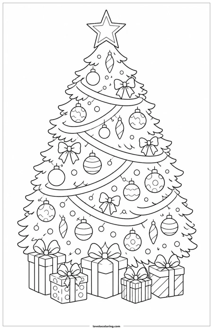 Dibujo para colorear de christmas tree with star topper