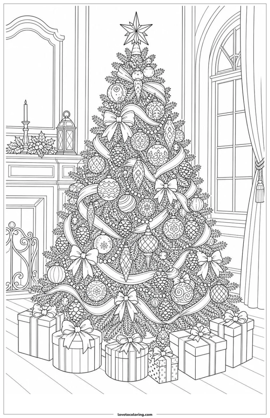 Dibujo para colorear de detailed christmas tree