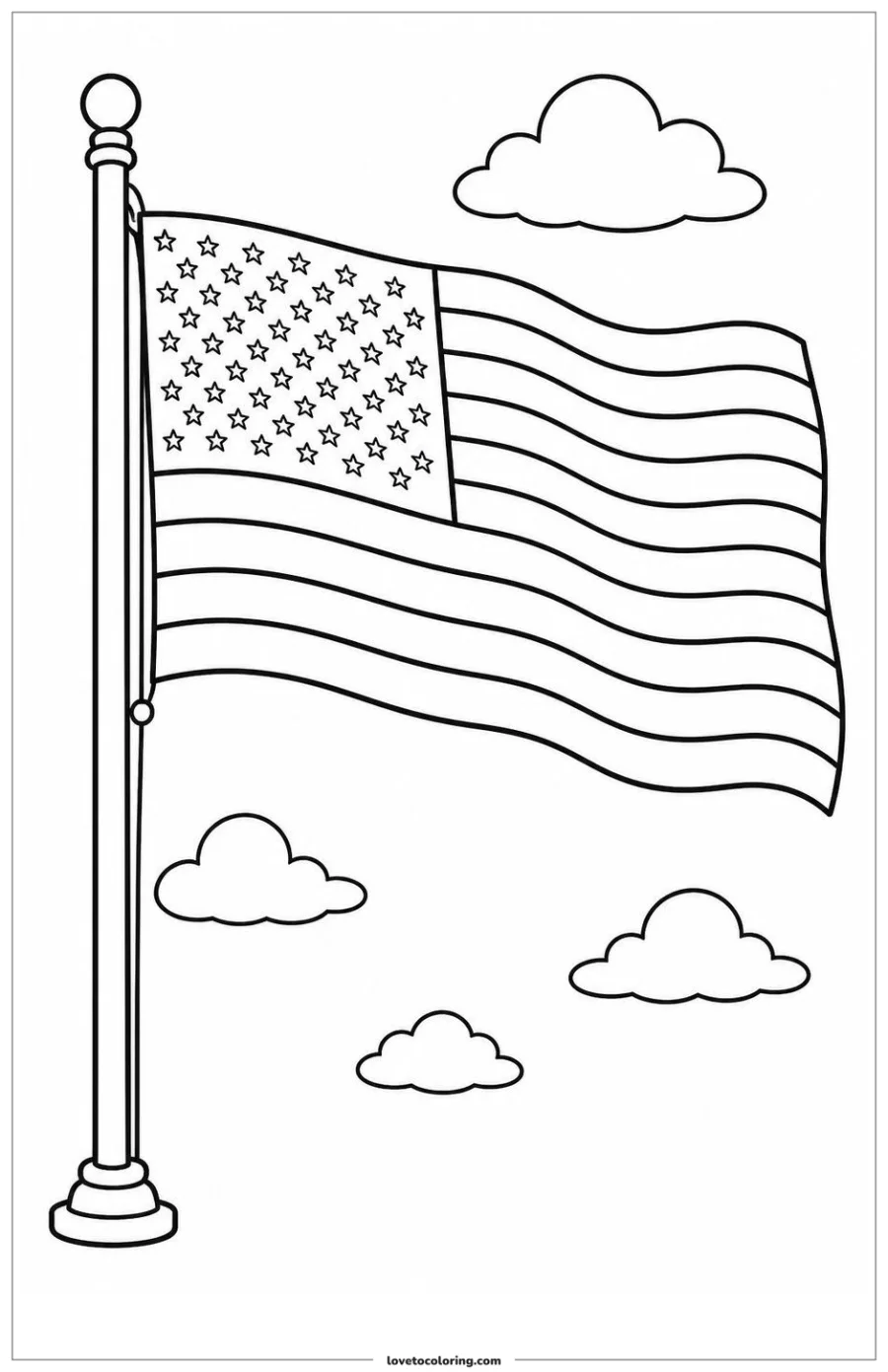 Dibujo para colorear de american flag waving in a clear breeze