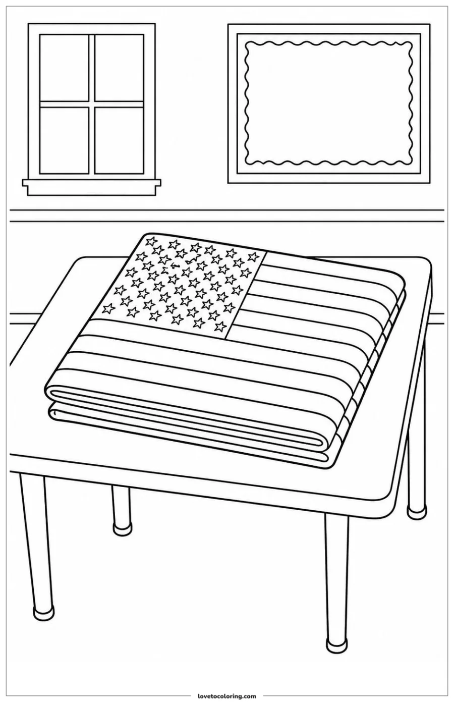 Dibujo para colorear de folded american flag display