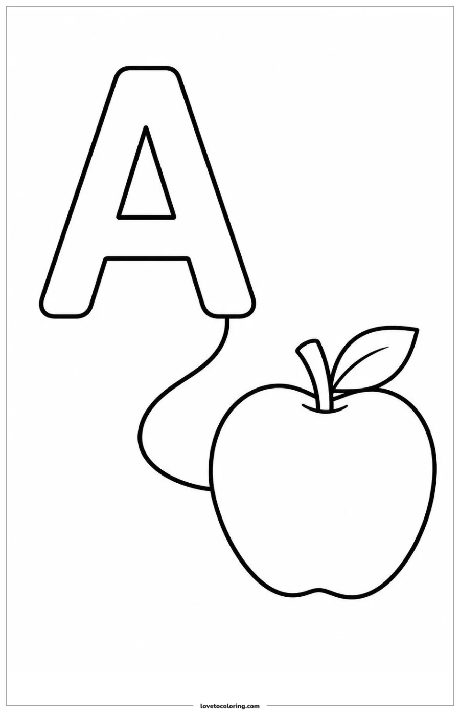 Dibujo para colorear de letter a: apple path