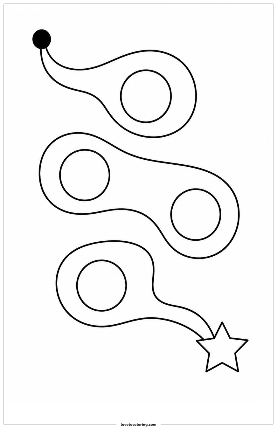 Dibujo para colorear de pencil-control path with a clear start dot and finish symbol