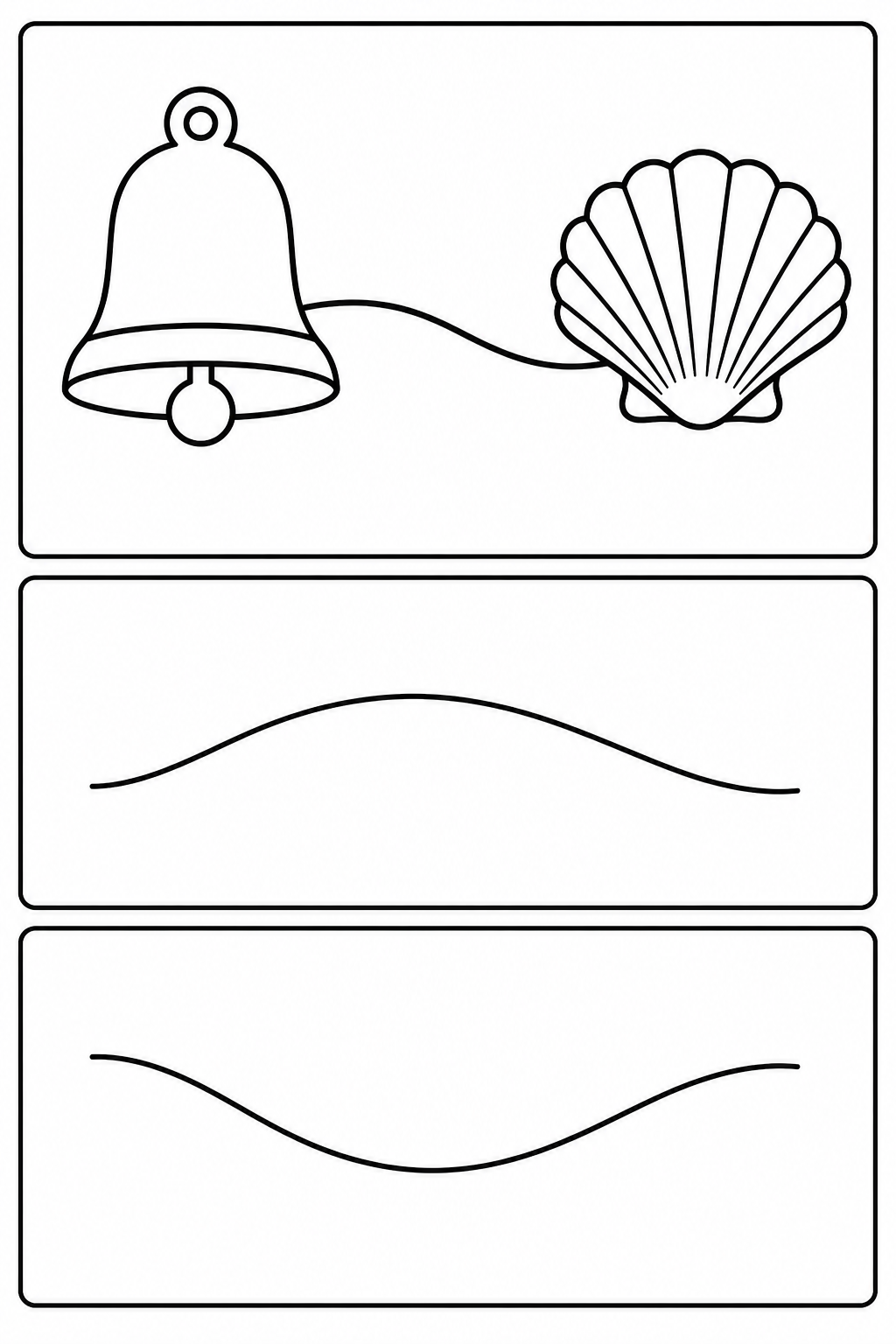 Black-and-white printable coloring page showing as one rhyming picture pair.