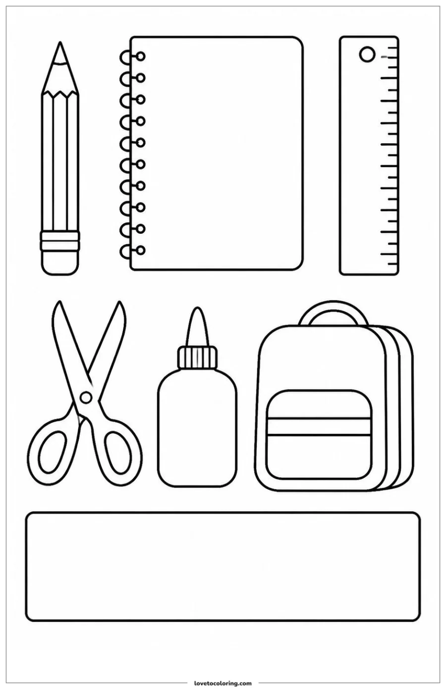 Dibujo para colorear de classroom supplies with only necessary classroom objects