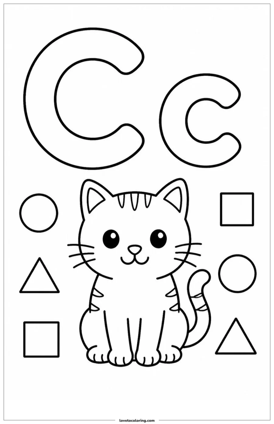 Dibujo para colorear de letter c cat practice