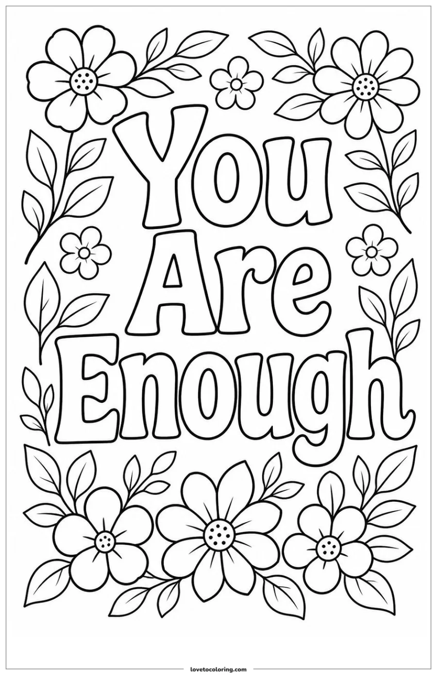 Dibujo para colorear de you are enough word