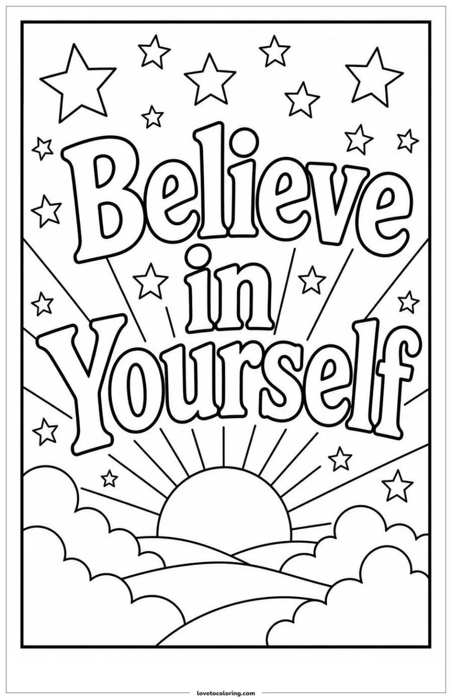 Dibujo para colorear de believe in yourself word