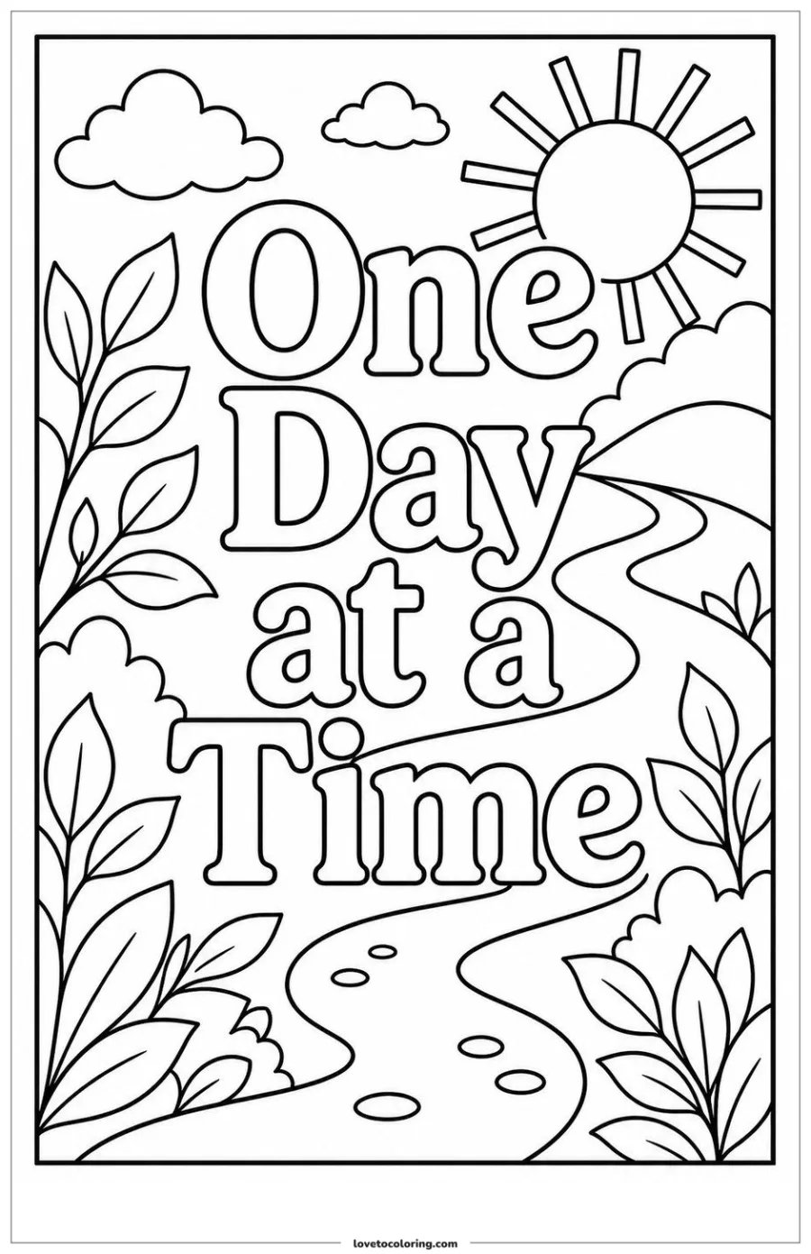 Dibujo para colorear de one day at time word