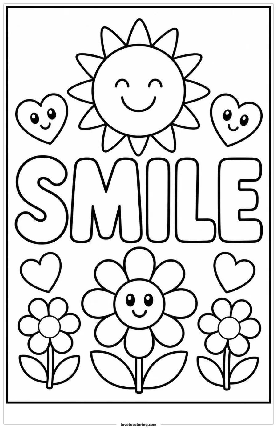 Dibujo para colorear de smile word