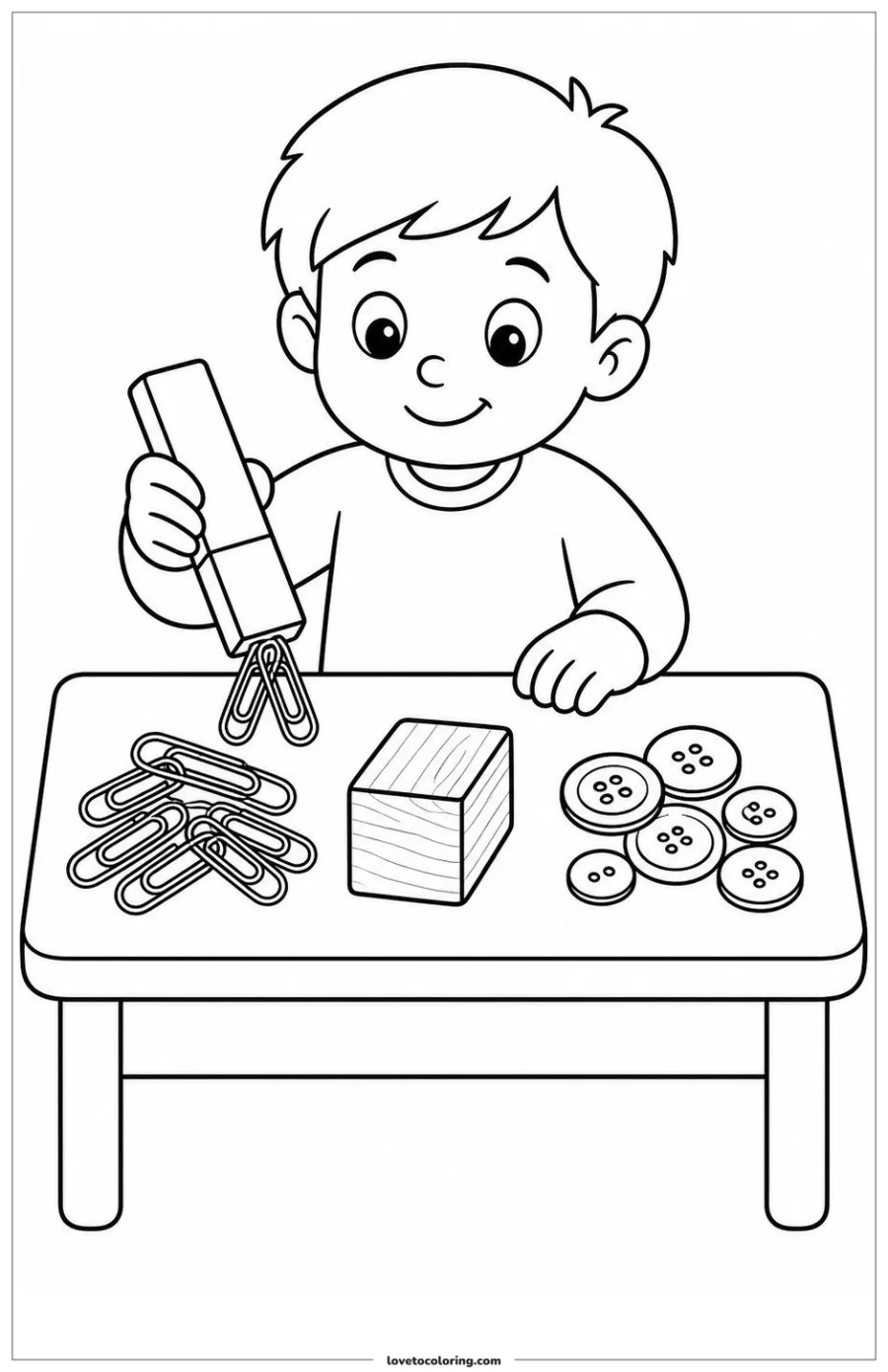 Dibujo para colorear de sorting magnetic and nonmagnetic objects