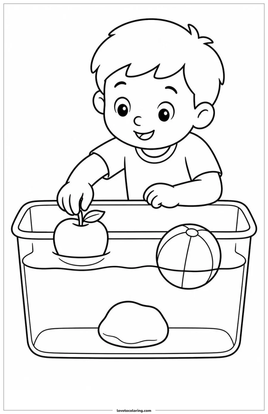 Dibujo para colorear de testing which objects float or sink