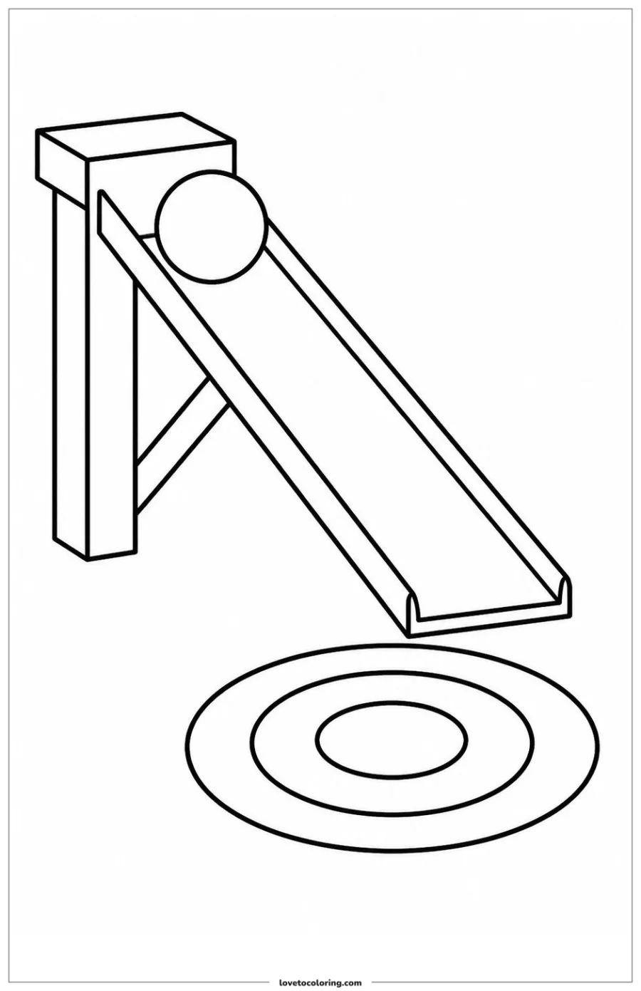 Dibujo para colorear de ball rolling down a ramp