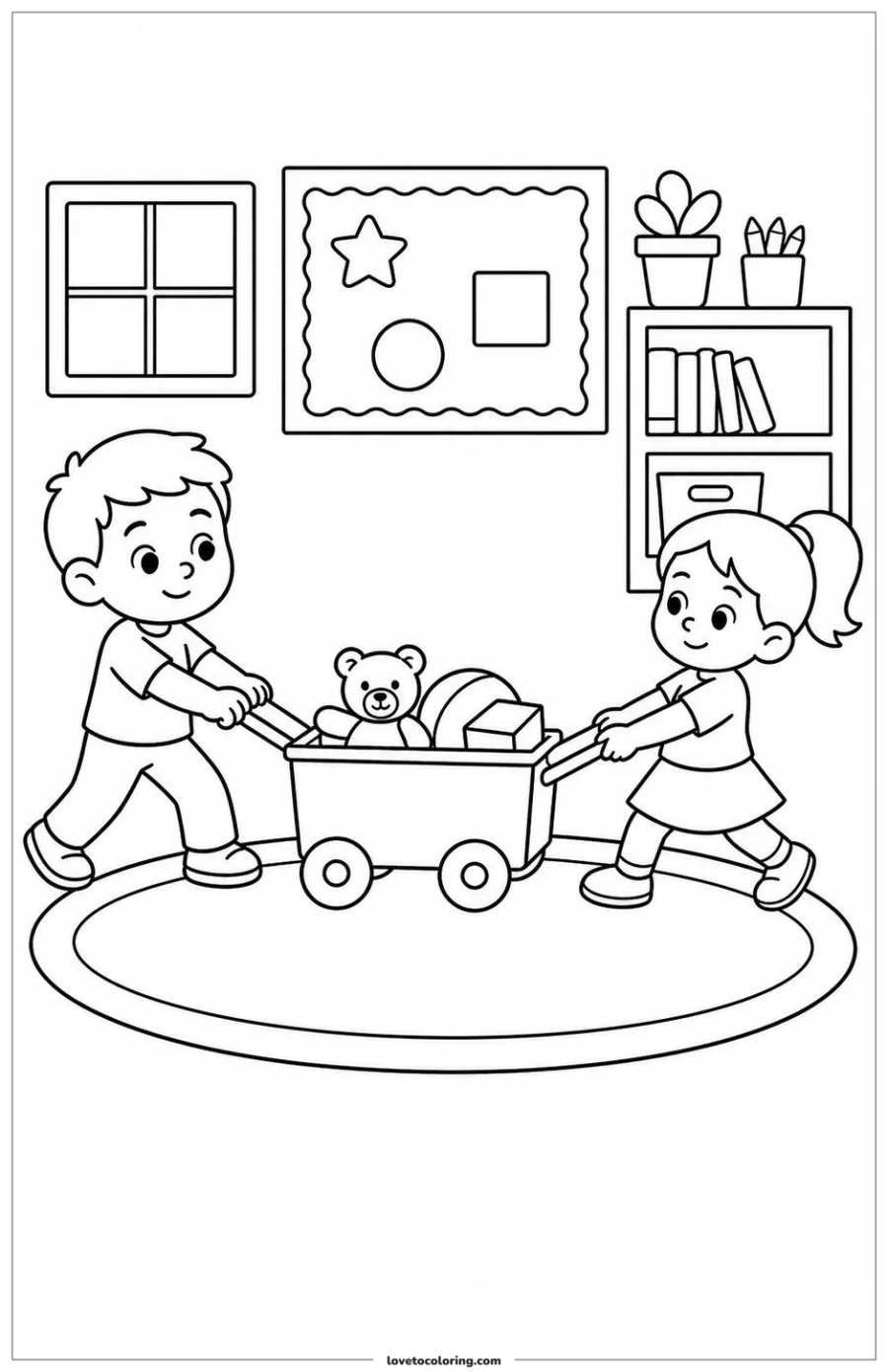 Dibujo para colorear de push and pull forces