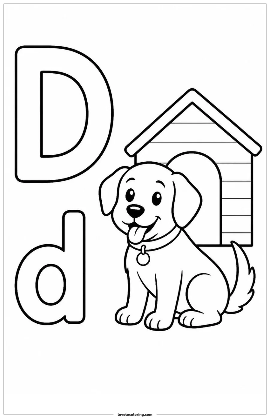 Dibujo para colorear de letter d: dog