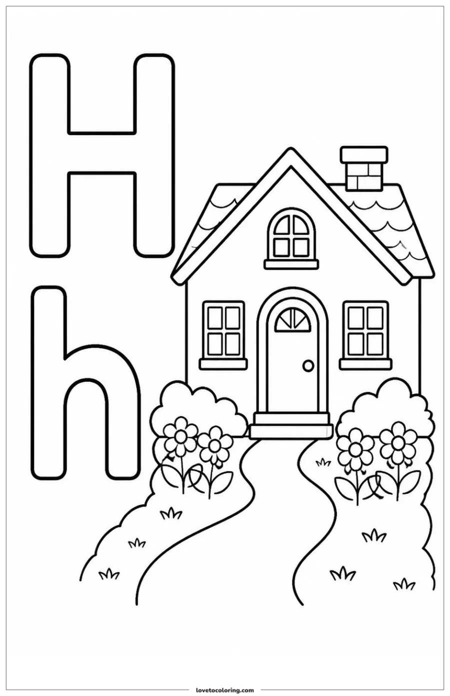 Dibujo para colorear de letter h: house