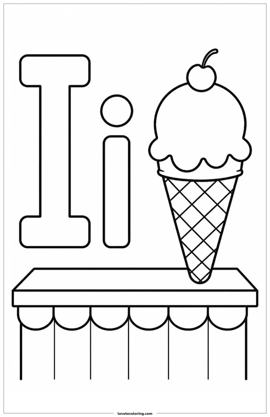 Dibujo para colorear de letter i: ice cream