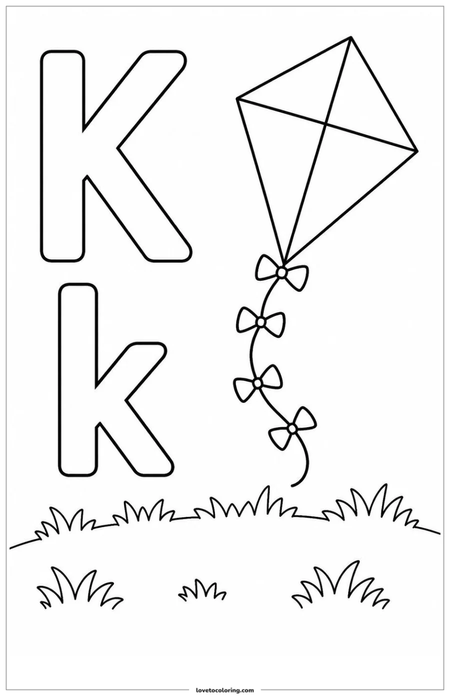 Dibujo para colorear de letter k: kite