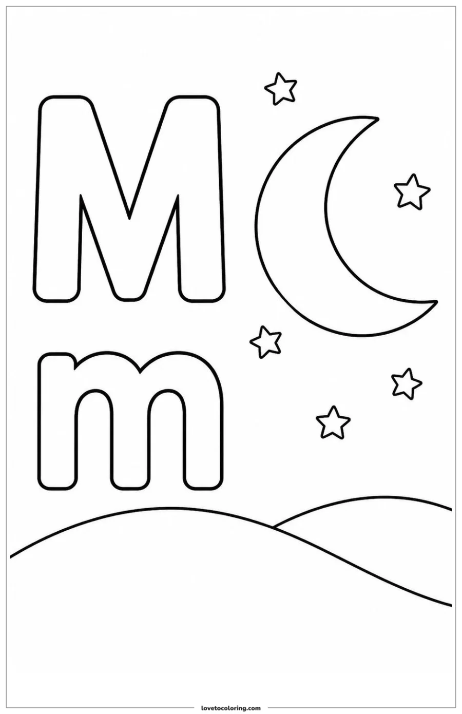 Dibujo para colorear de letter m: moon
