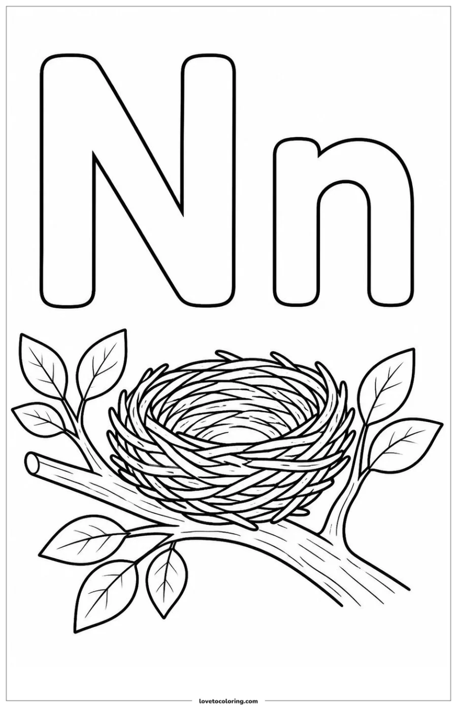 Dibujo para colorear de letter n: nest