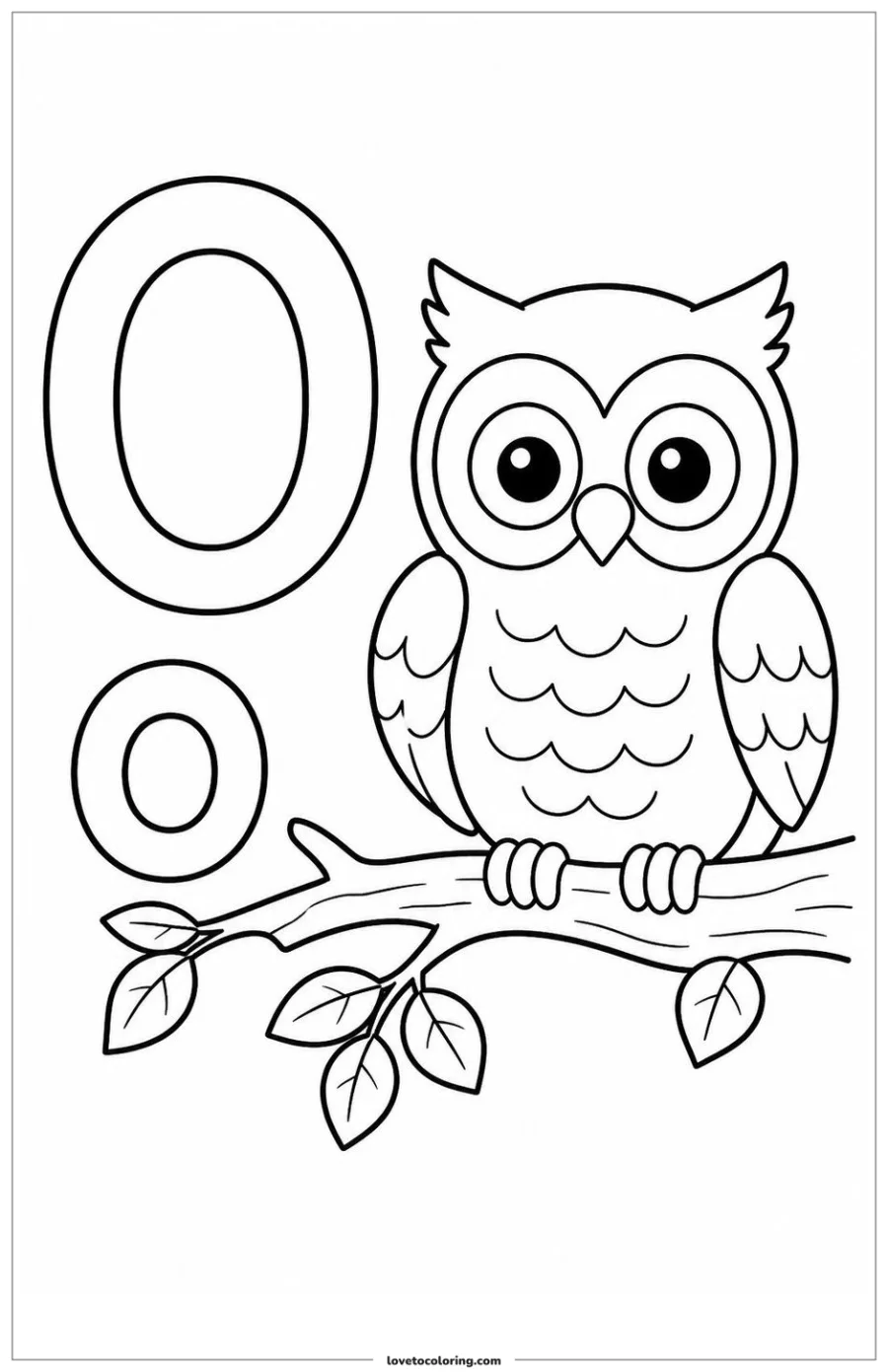Dibujo para colorear de letter o: owl