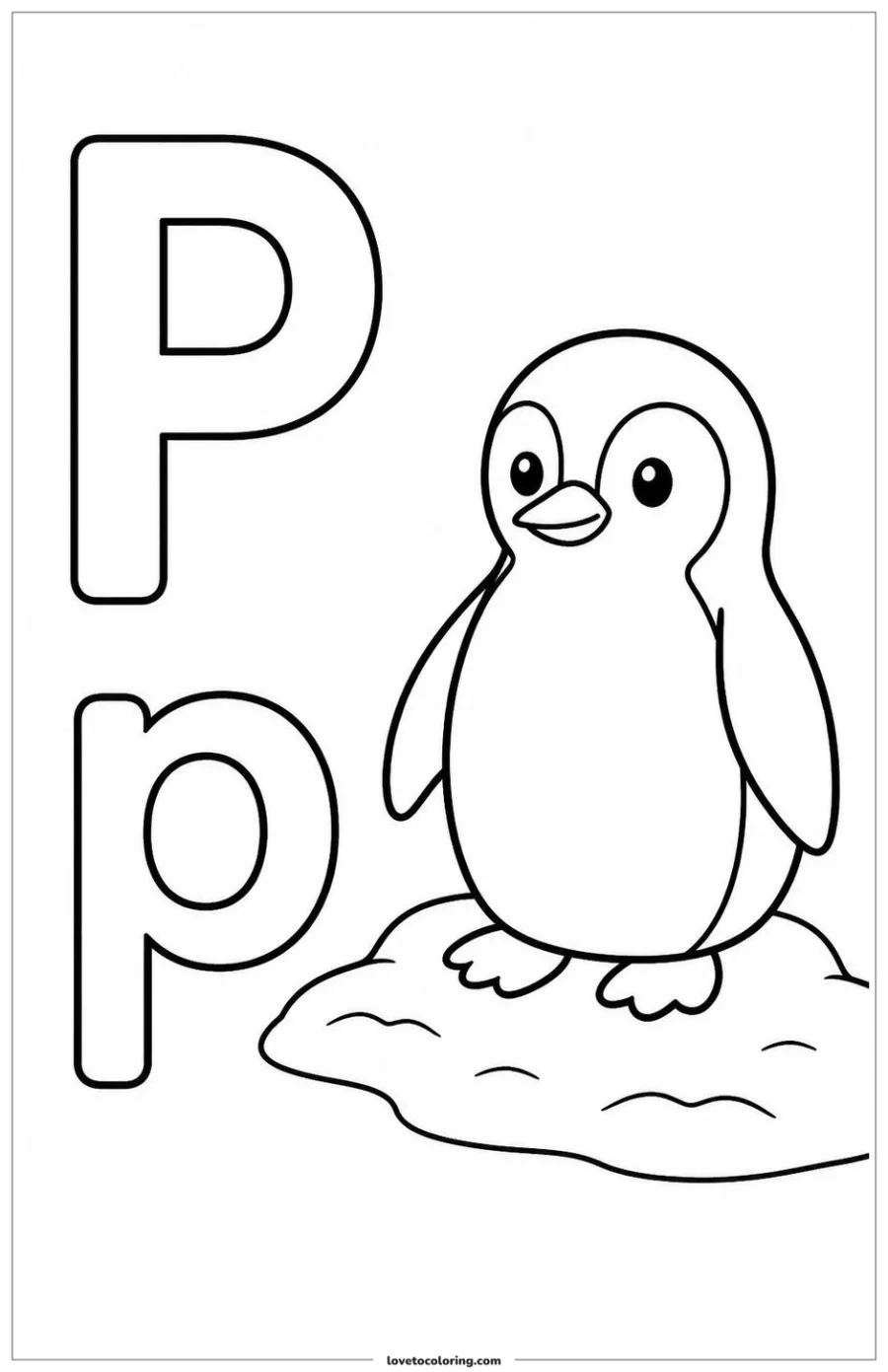 Dibujo para colorear de letter p: penguin