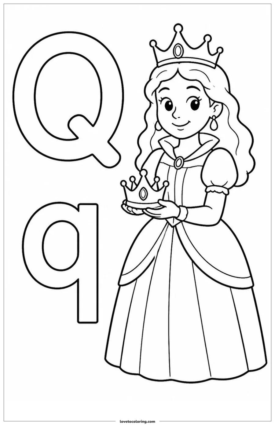 Dibujo para colorear de letter q: queen
