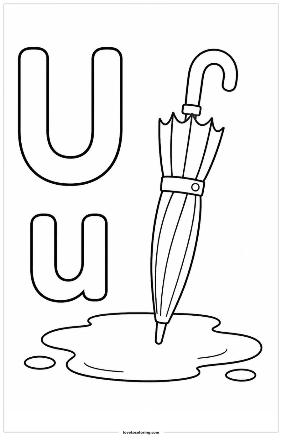 Dibujo para colorear de letter u: umbrella