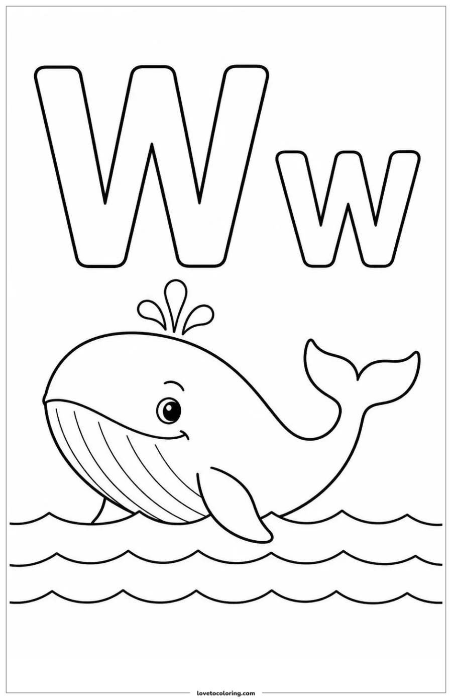 Dibujo para colorear de letter w: whale