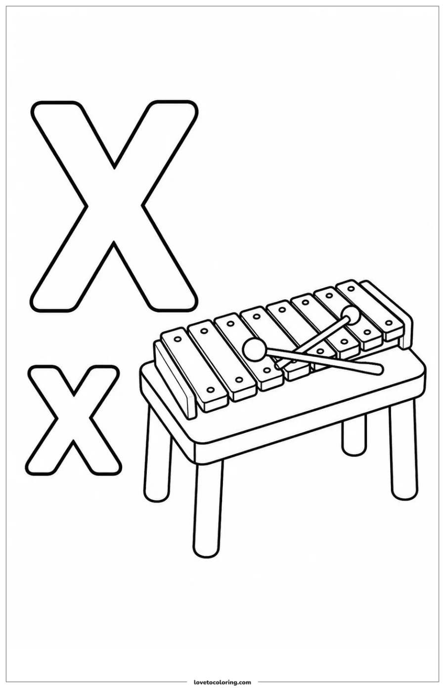 Dibujo para colorear de letter x: xylophone