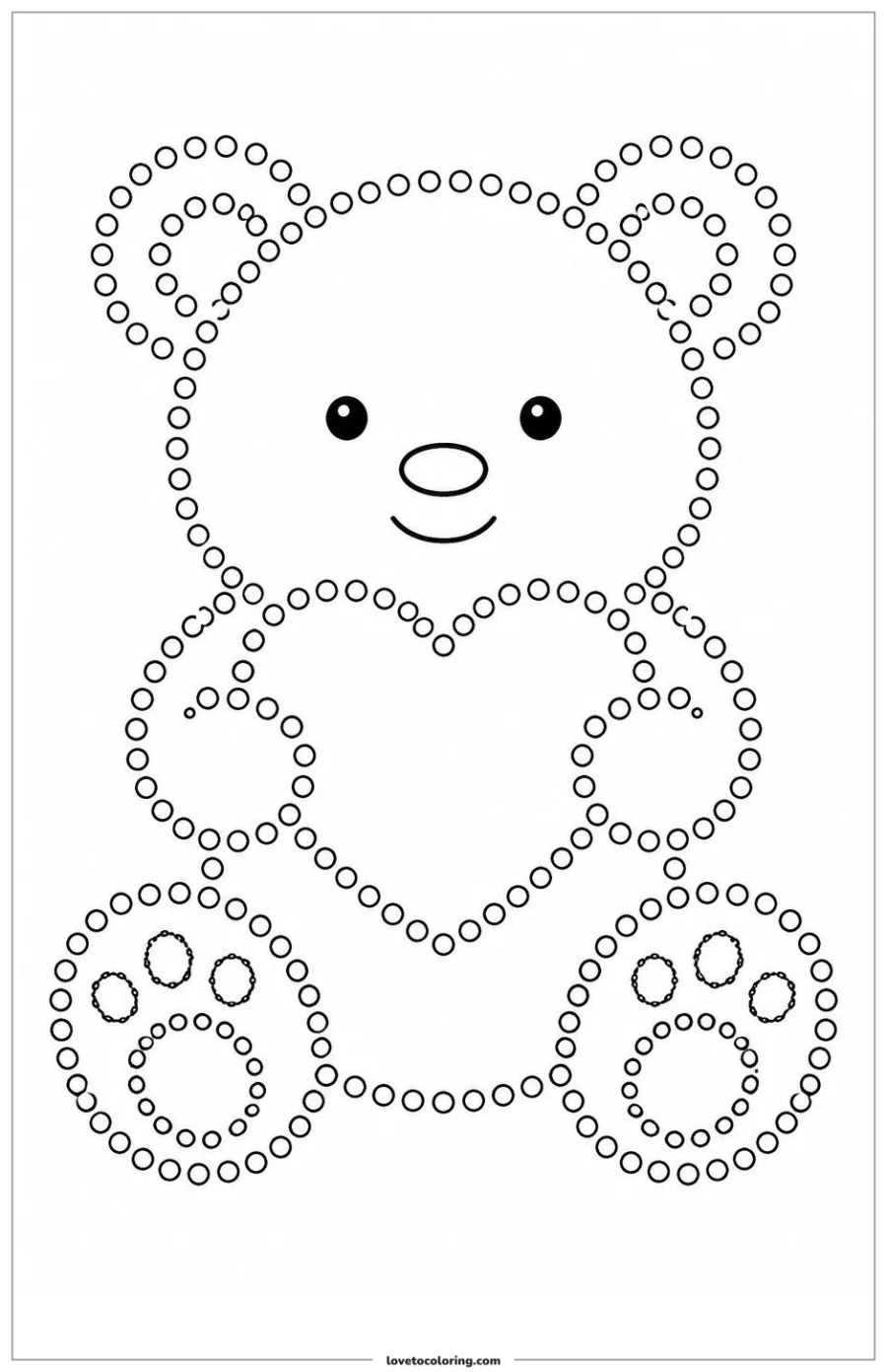 Dibujo para colorear de teddy bear q-tip painting