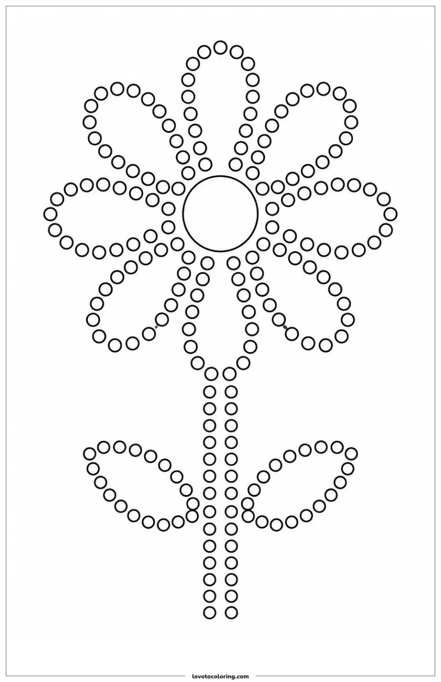 Simple flower cotton-swab painting printable made from small hollow circles.