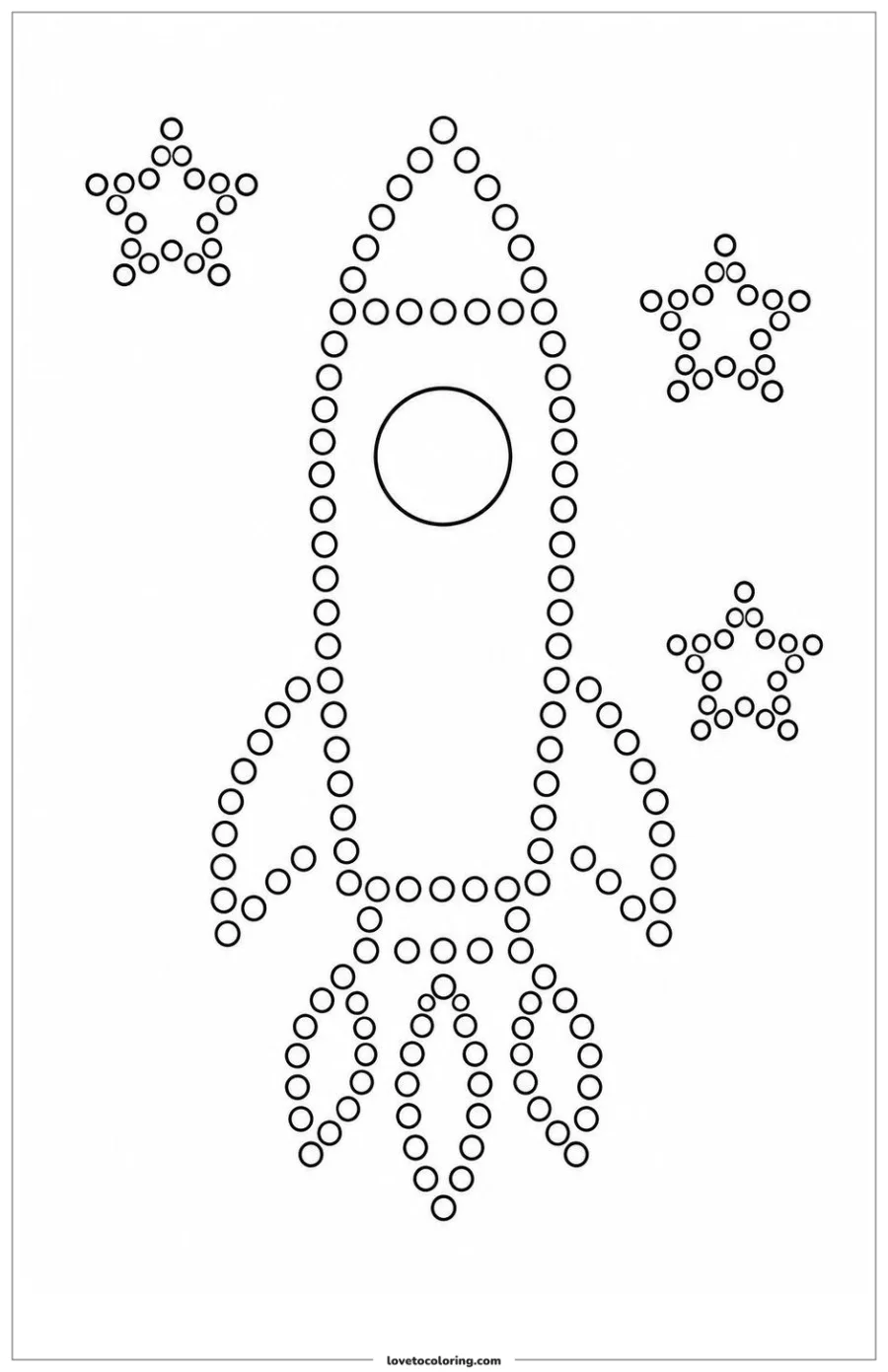Dibujo para colorear de rocket dot painting