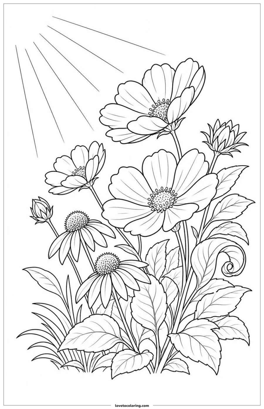 Dibujo para colorear de flower garden opening toward the morning light