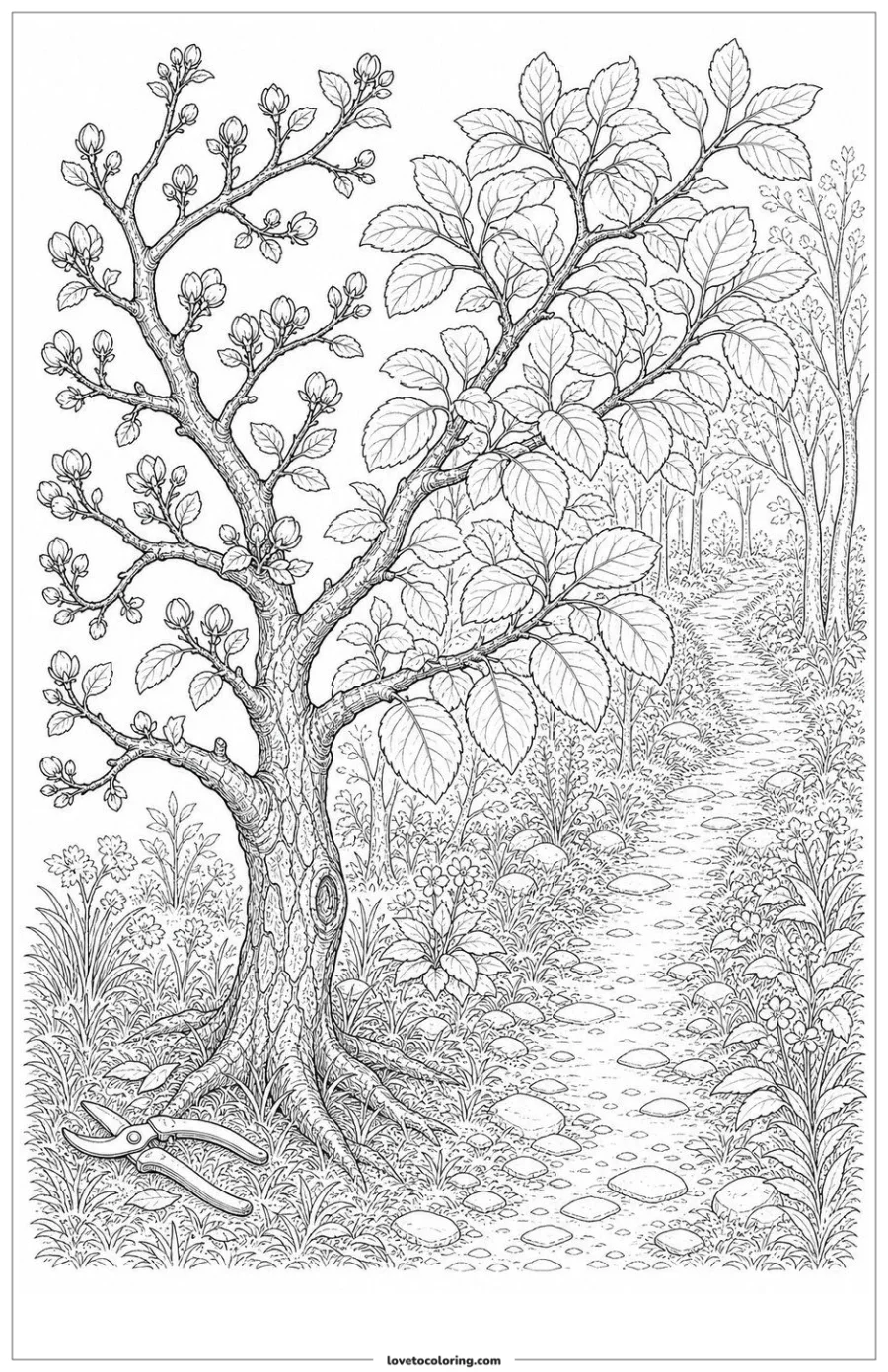 Dibujo para colorear de apple tree