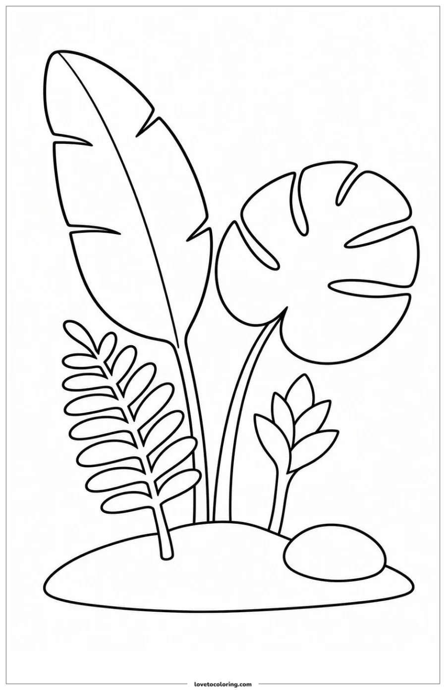Dibujo para colorear de rainforest plants at different stages