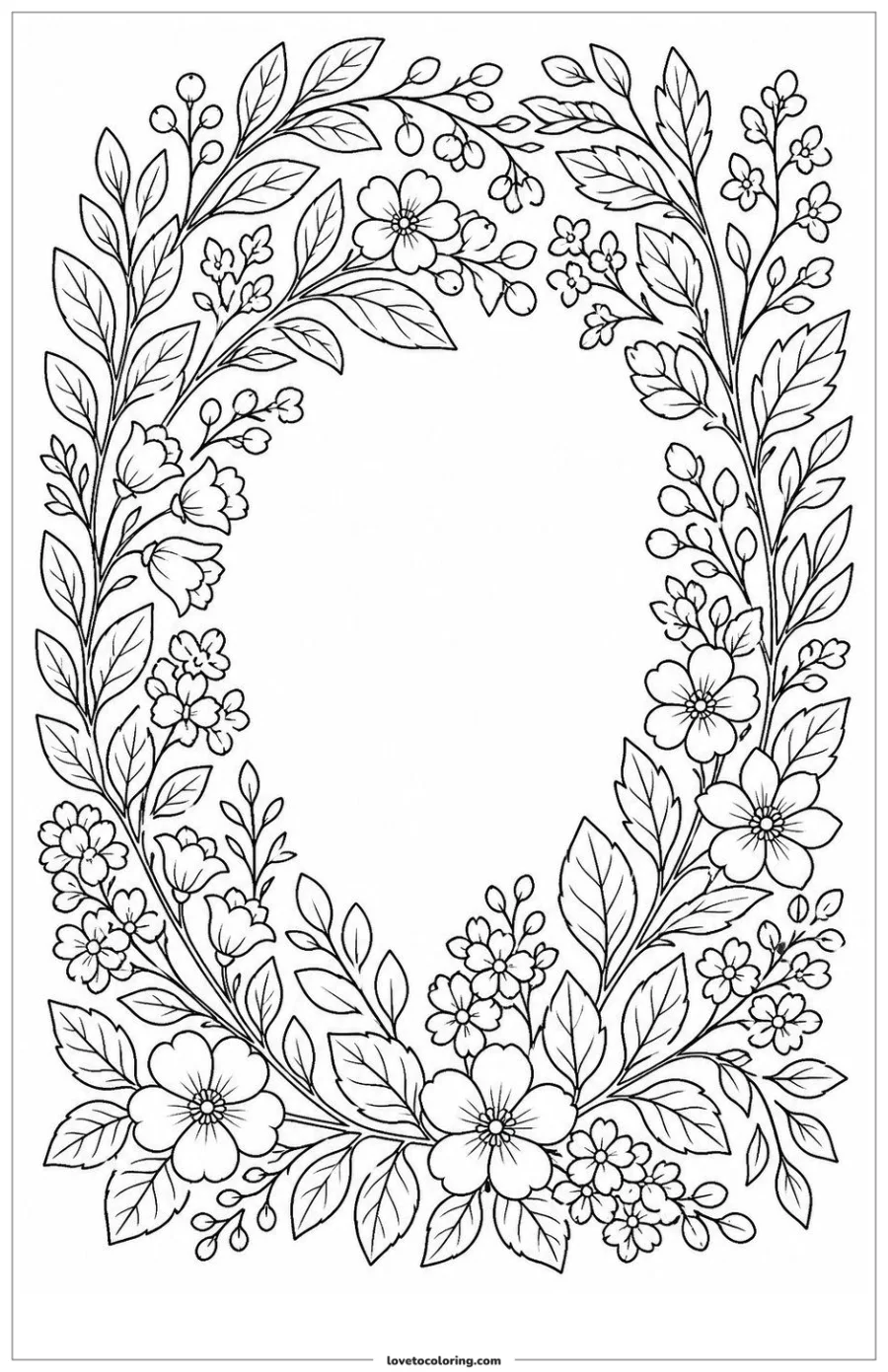 Dibujo para colorear de open-center botanical wreath
