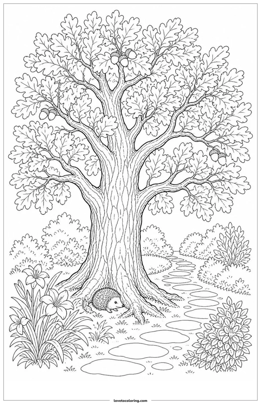 Dibujo para colorear de oak tree habitat