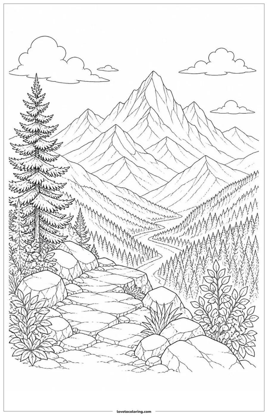 Dibujo para colorear de mountain overlook