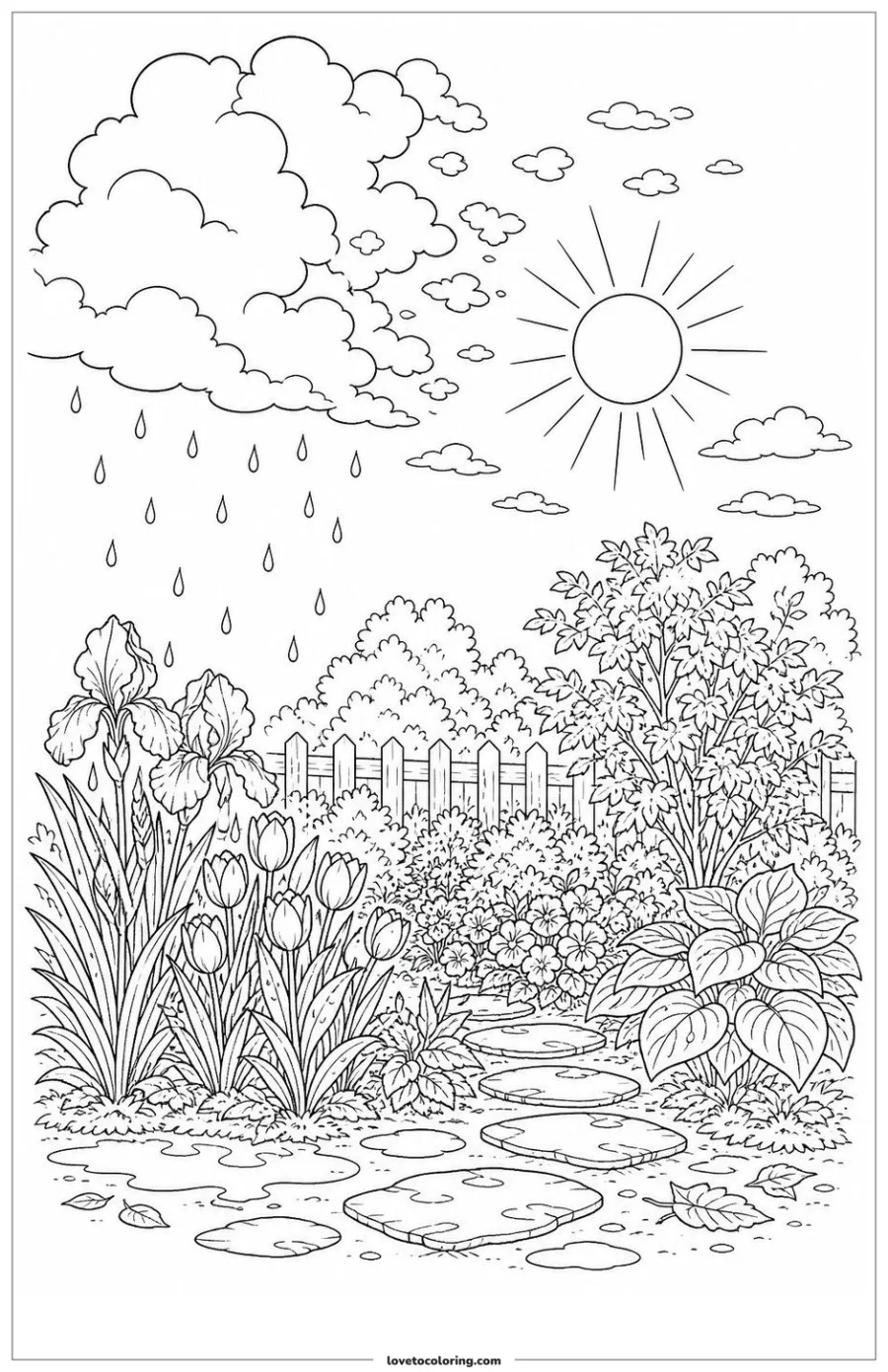 Dibujo para colorear de clearing rain shower