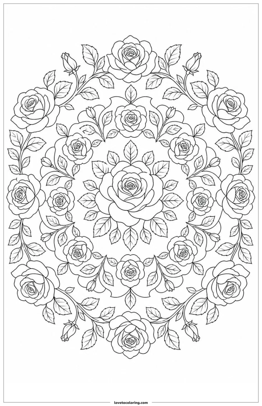 Dibujo para colorear de rose pattern interlocked through large readable shapes