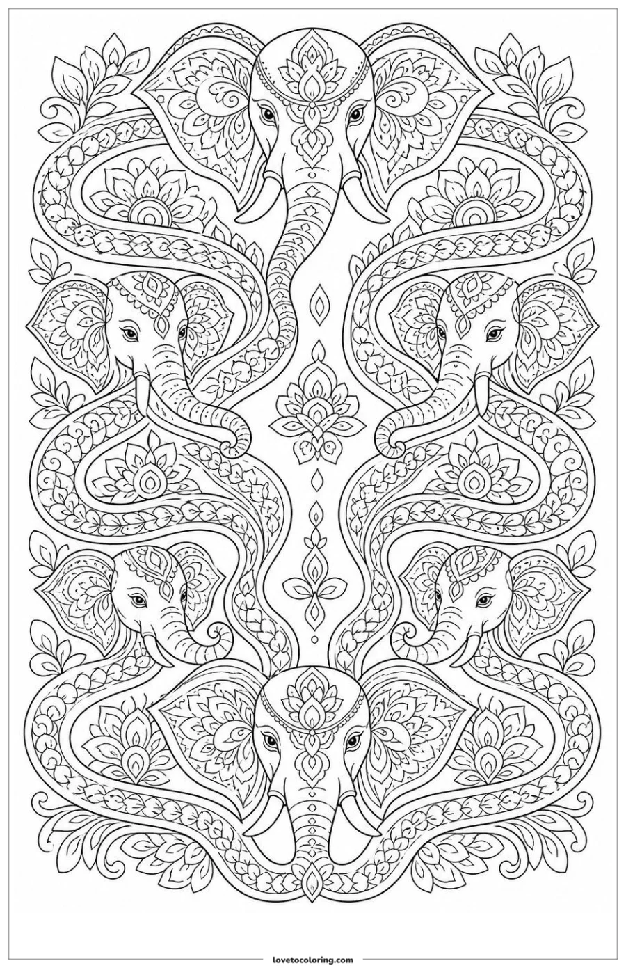 Dibujo para colorear de elephant pattern