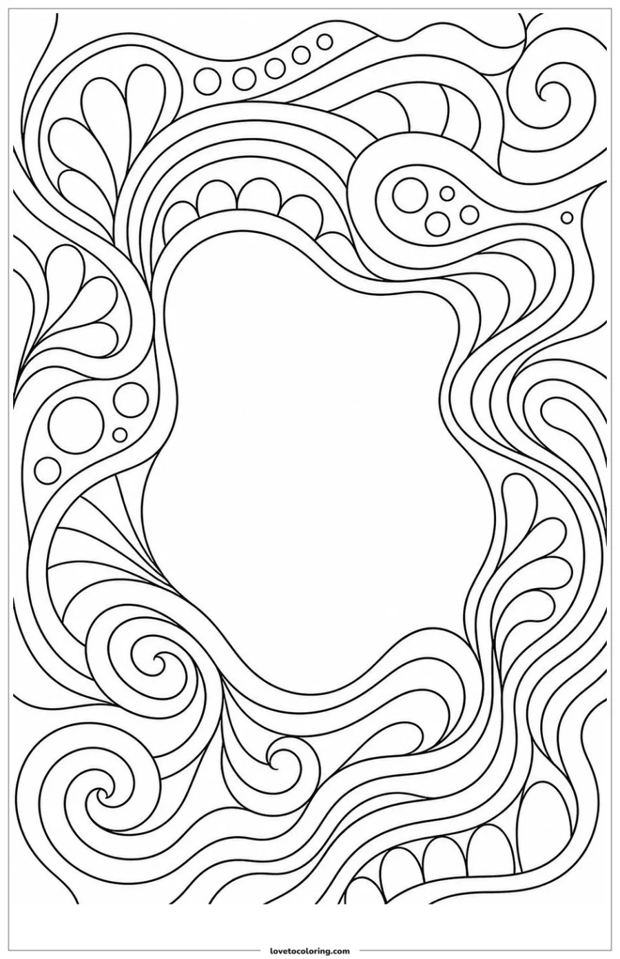 Dibujo para colorear de flowing meditative doodle design around a calm open center