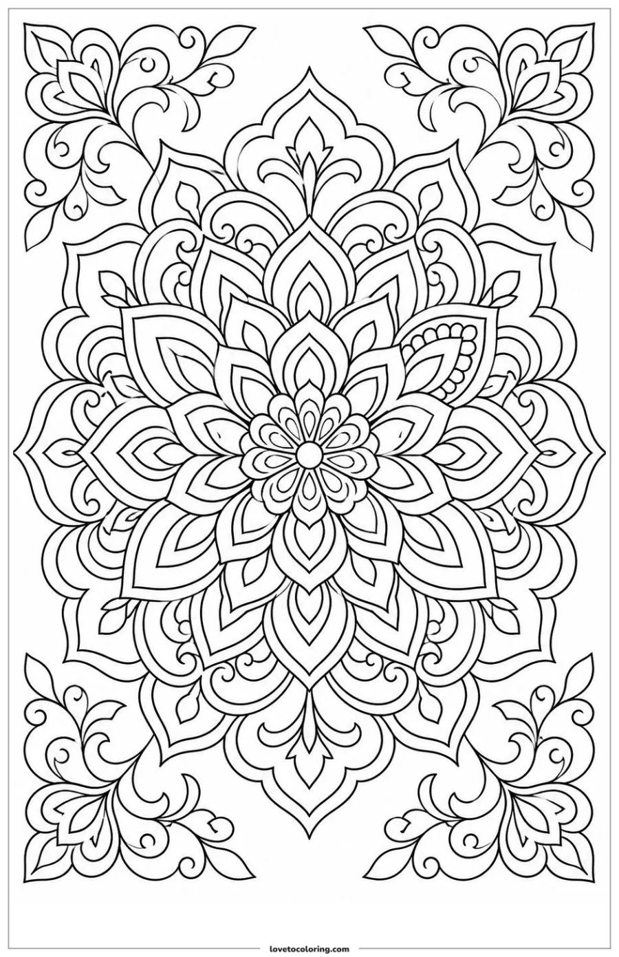 Dibujo para colorear de floral mandala radial