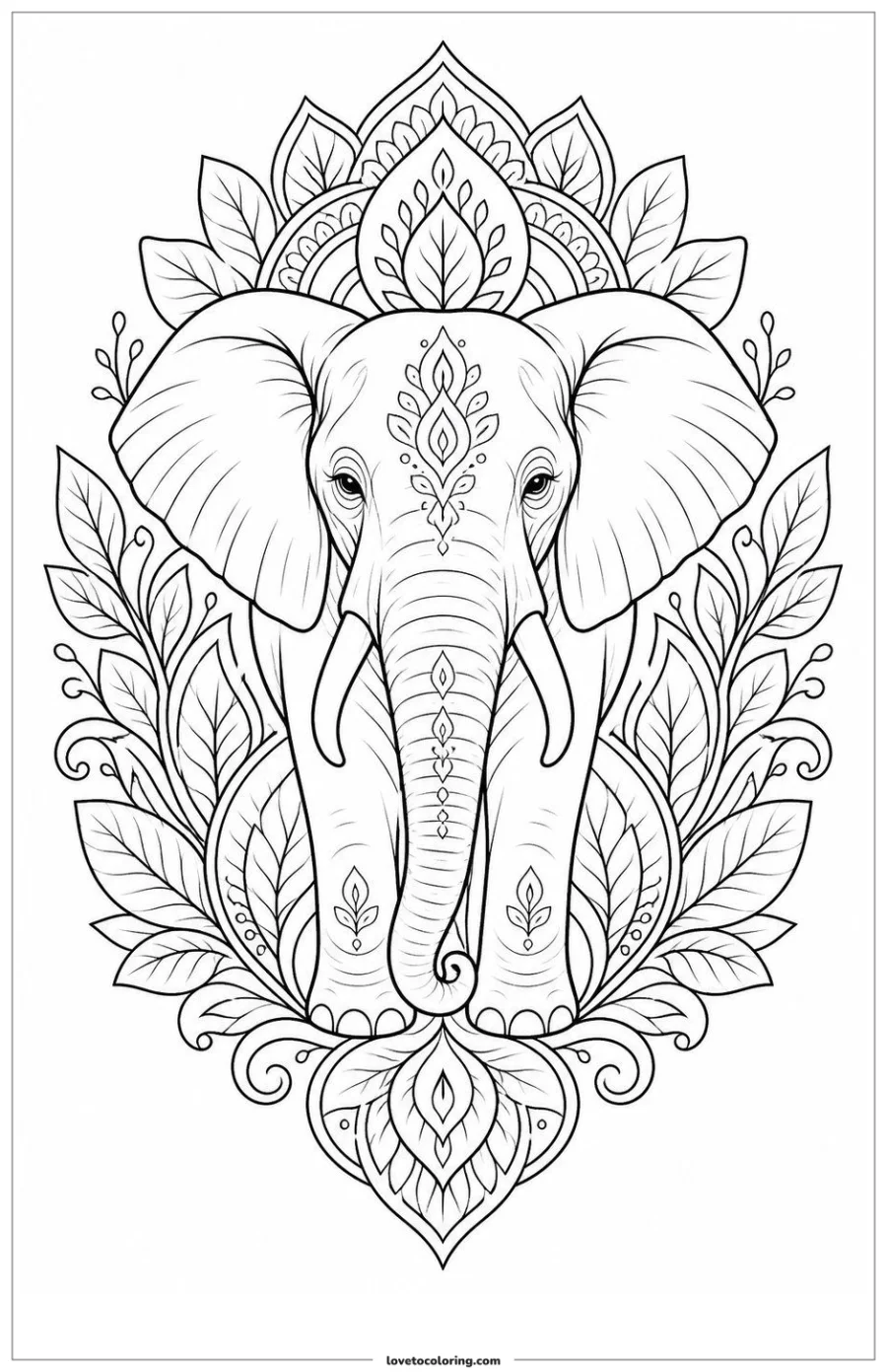 Dibujo para colorear de elephant mandala