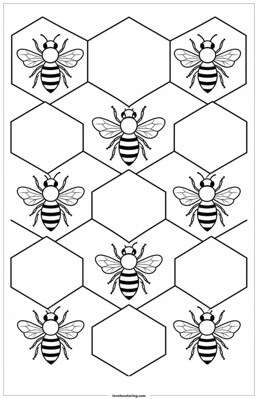 Dibujo para colorear de bee and honeycomb pattern