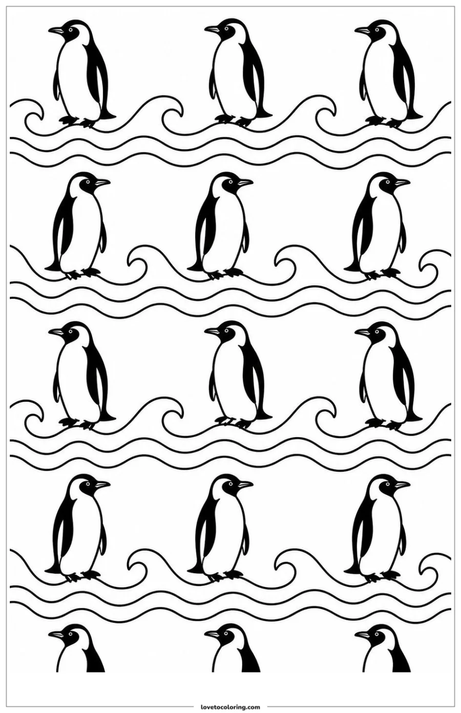 Dibujo para colorear de penguin and wave pattern
