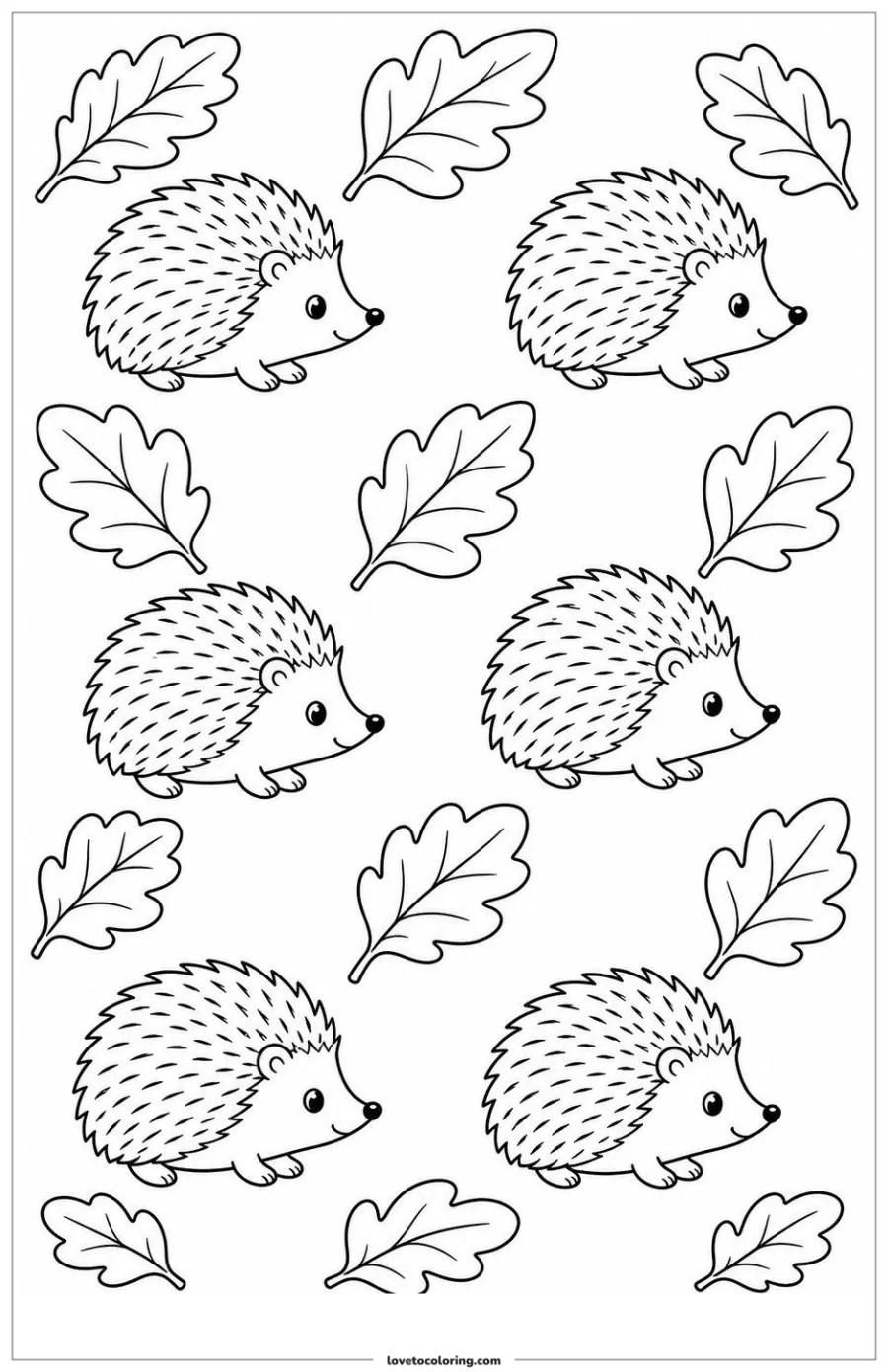 Dibujo para colorear de hedgehog and leaf pattern