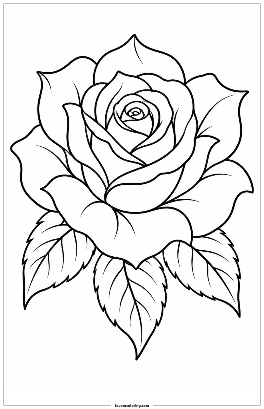 Dibujo para colorear: rosa tradicional