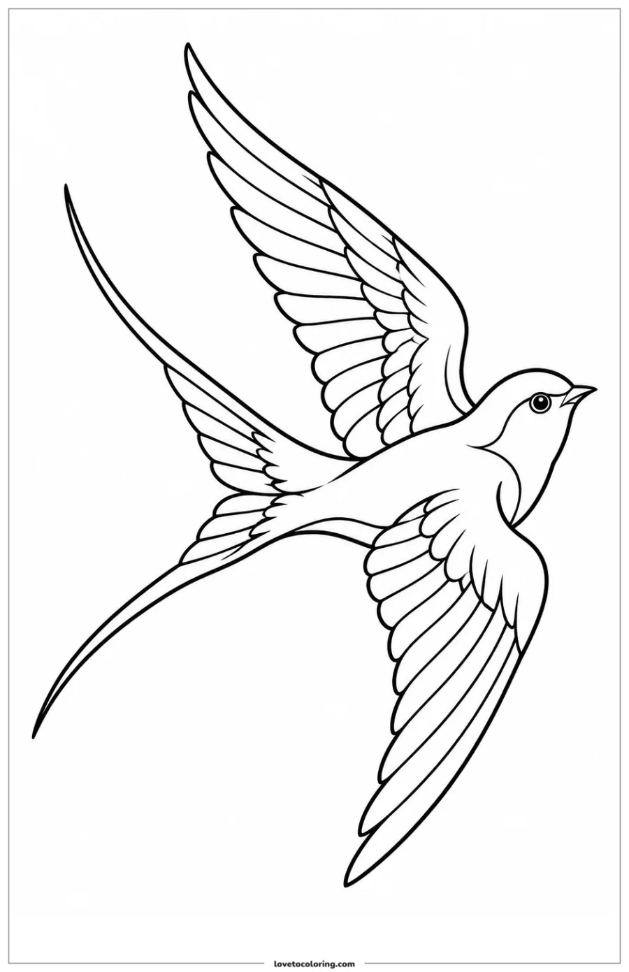 Dibujo para colorear de golondrina de tatuaje para colorear
