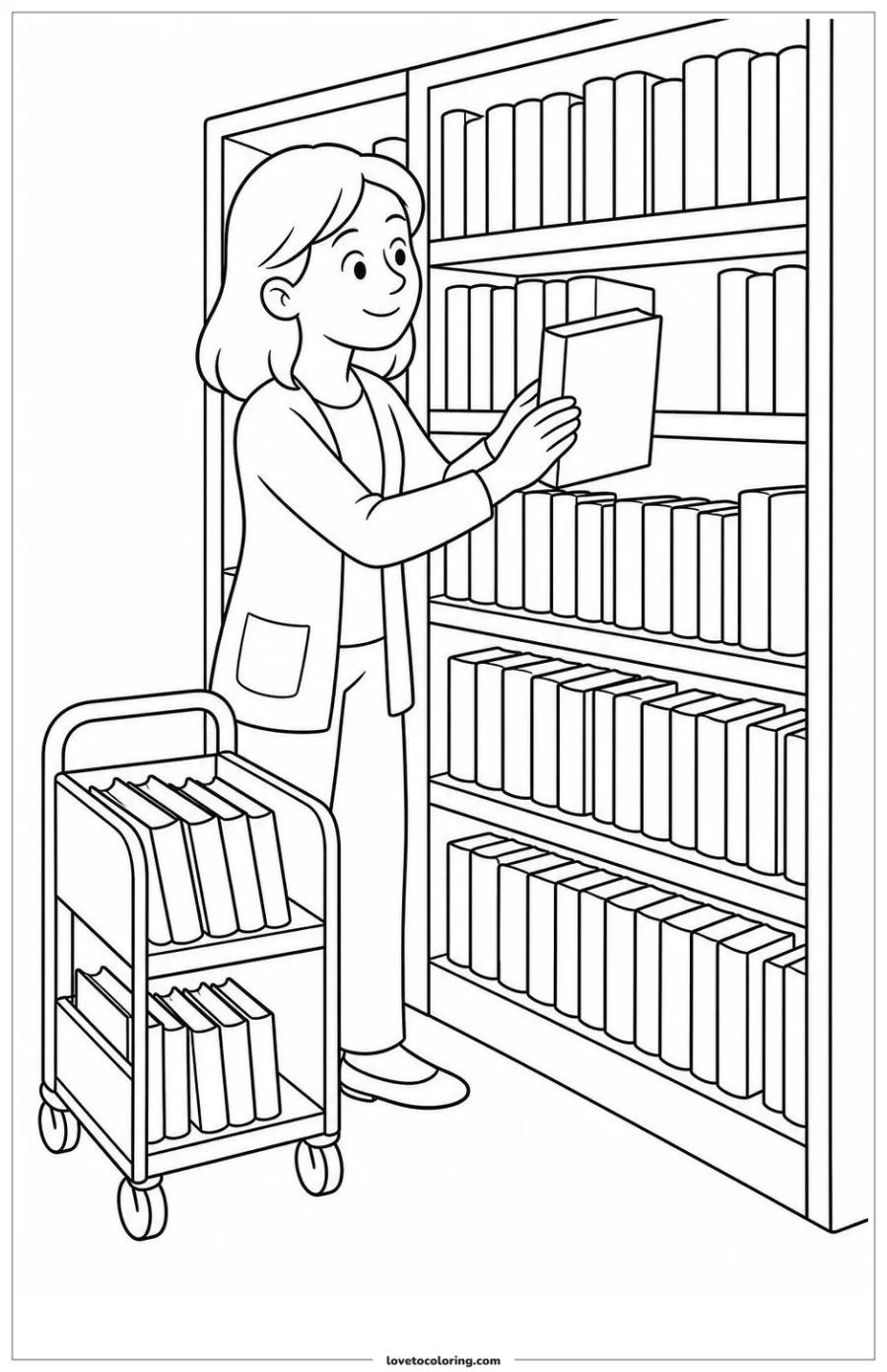 Dibujo para colorear de librarian shelving books